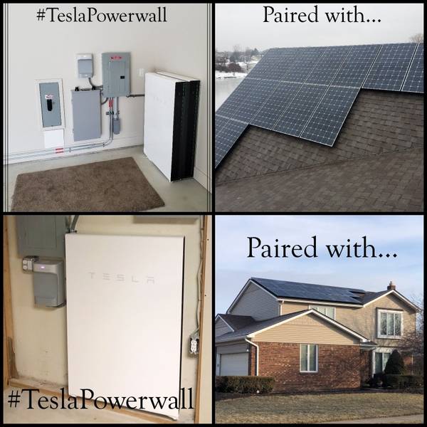Tesla Powerwall paired with solar collage
